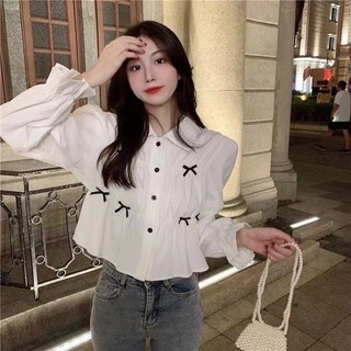 Áo Sơ Mi Trắng Tay Dài Dáng Rộng Phong Cách Hàn Quốc Cho Nữ Baju Baju Wanita Lengan Panjang Hàng Mới Có Sẵn