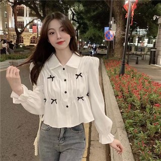 Áo Sơ Mi Trắng Tay Dài Dáng Rộng Phong Cách Hàn Quốc Cho Nữ Baju Baju Wanita Lengan Panjang Hàng Mới Có Sẵn