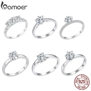 Bamoer Nhẫn Bạc 925 Hình Lục Giác Đơn Giản Thời Trang Bốn Góc Thích Hợp Làm Quà Tặng / Cặp Đôi / Đám Cưới MSR005-6