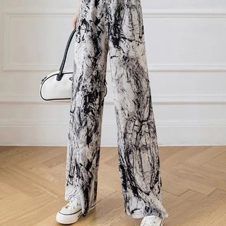 Đặt hàng Mùa Hè Mỏng Phong Cách Mực Tranh Tie-Dye Thường Ngày Lau Quần Ống Rộng iNS Rời Thẳng Hoa Phượng Hoàng Phong Cách Dân Tộc Quần