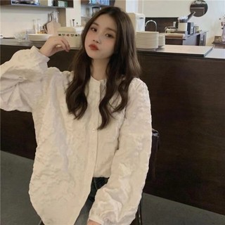 Áo Sơ Mi Nữ Tay Dài Phồng Phối Ren Dáng Rộng Phong Cách Hàn Quốc Baju Baju Wanita Lengan Panjang Hàng Mới Có Sẵn