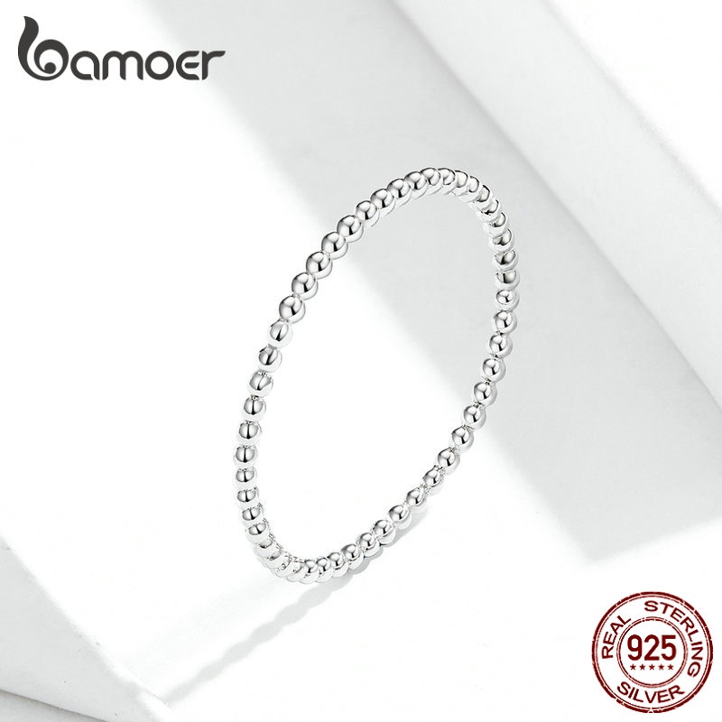 Nhẫn Bamoer bạc 925 kiểu dáng đơn giản thời trang cho phái nữ