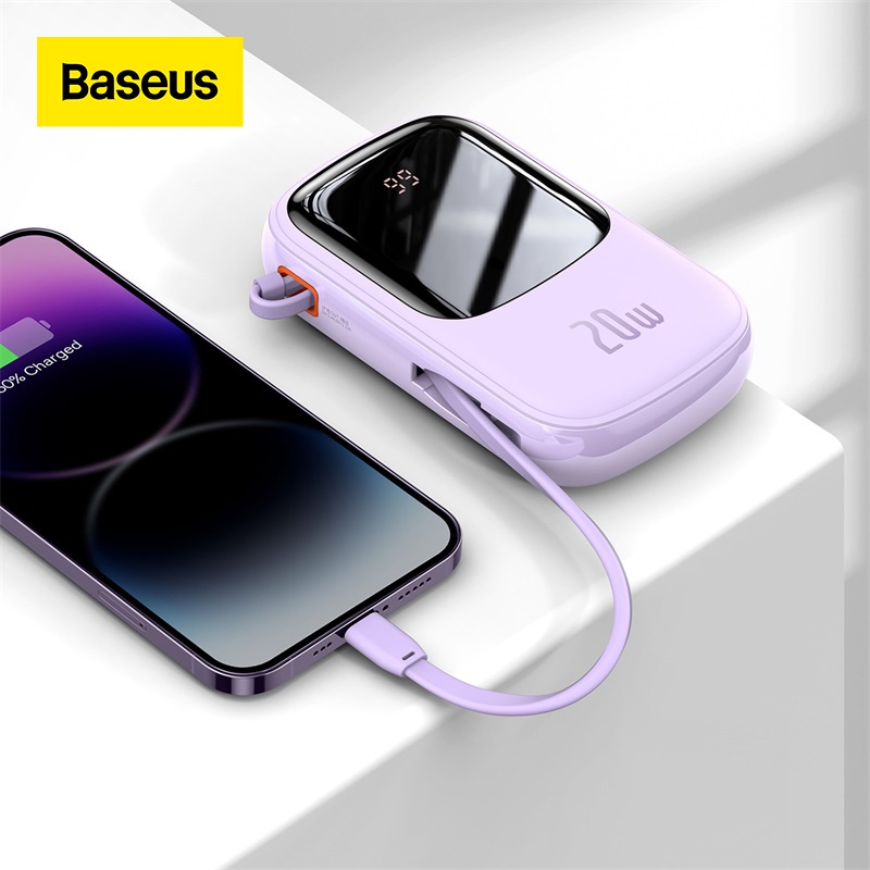 Pin sạc dự phòng Baseus 20000mAh PD tích hợp sẵn cáp cho điện thoại