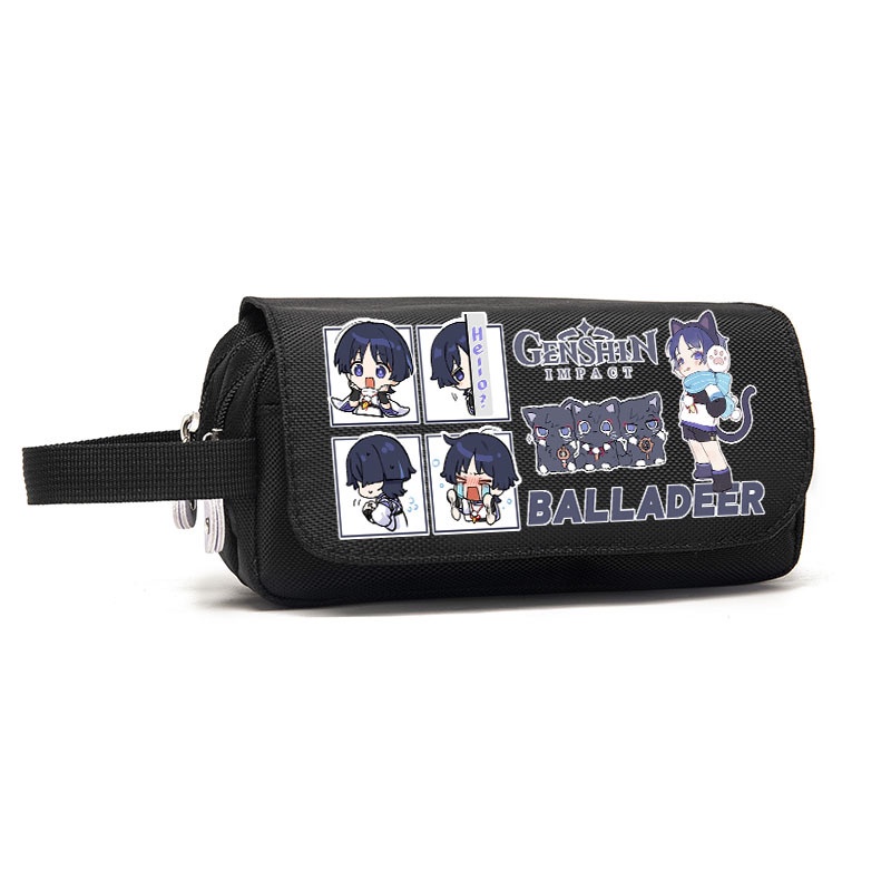 HT3 Wanderer Pencil Case Genshin Impact Văn phòng phẩm Túi học sinh Kunikurushi 3 lớp Dây kéo Bút dung tích lớn Storag