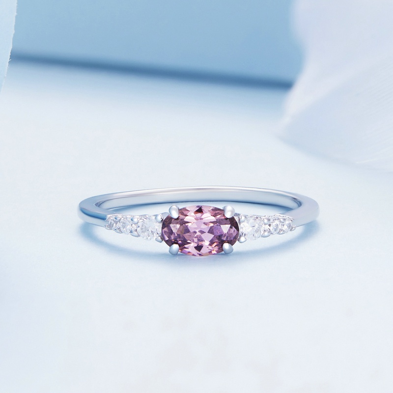 Nhẫn Bamoer bằng bạc 925 đính đá zircon nhiều cỡ tùy chọn thời trang cho cặp đôi