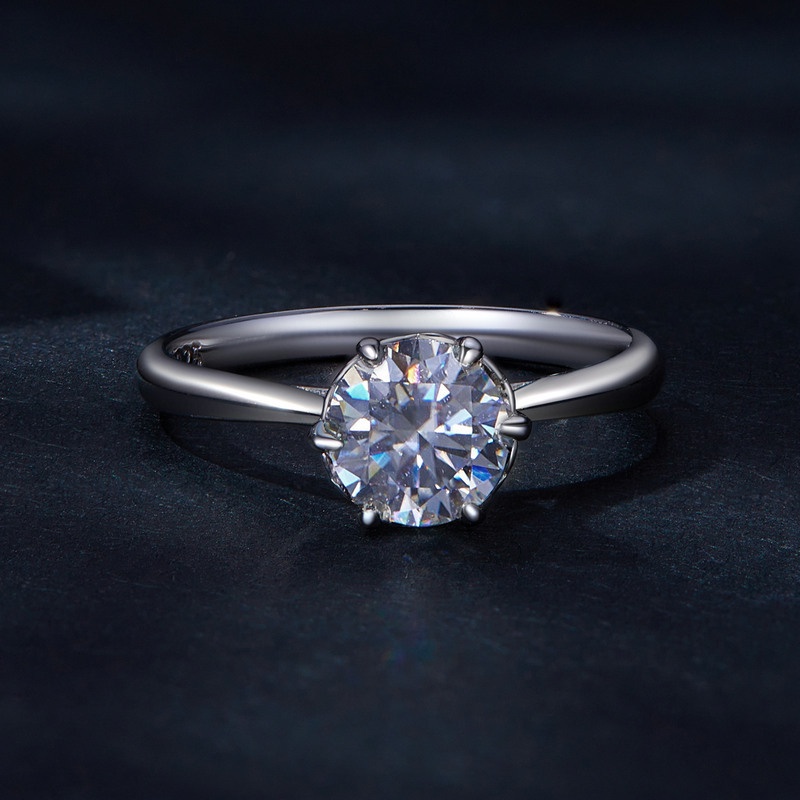 Nhẫn cưới BAMOER MSR035 bạc sterling 925 đơn giản đính 1 carat moissanite màu D làm quà tặng thời trang