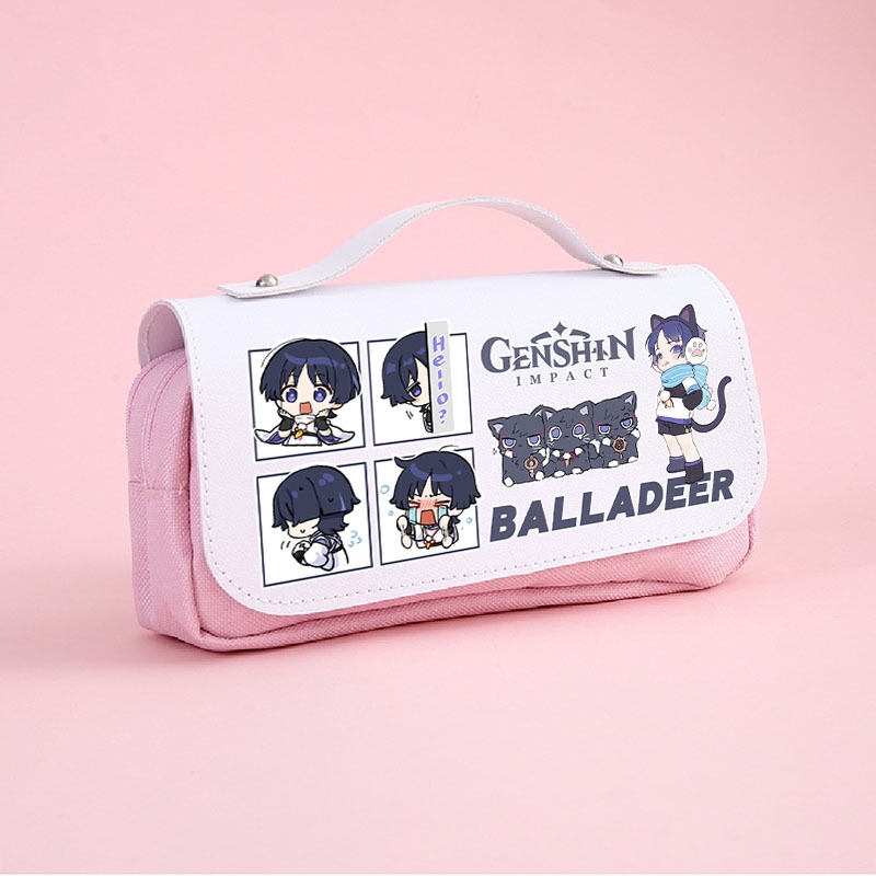 HT3 Wanderer Pencil Case Genshin Impact Văn phòng phẩm Túi học sinh Kunikurushi 3 lớp Dây kéo Bút dung tích lớn Storag