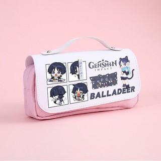 GC9 Wanderer Pencil Case Genshin Impact Văn phòng phẩm Túi học sinh Kunikurushi 3 lớp Dây kéo Bút dung tích lớn Storag