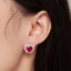 Bamoer Hoa Tai bạc 925 Hình Trái Tim Đỏ Cho Nữ