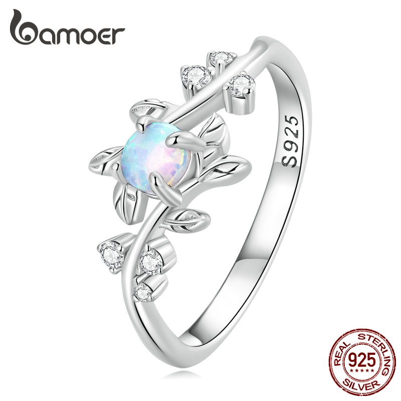 BAMOER Nhẫn bạc 925 ĐíNh NgọC MắT MèO ThờI Trang Cho Nữ