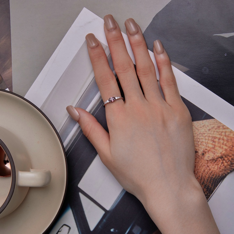 Nhẫn Bamoer bằng bạc 925 đính đá zircon nhiều cỡ tùy chọn thời trang cho cặp đôi