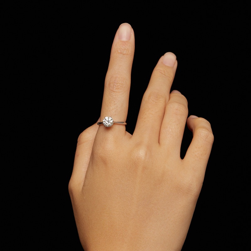 Nhẫn cưới BAMOER MSR035 bạc sterling 925 đơn giản đính 1 carat moissanite màu D làm quà tặng thời trang