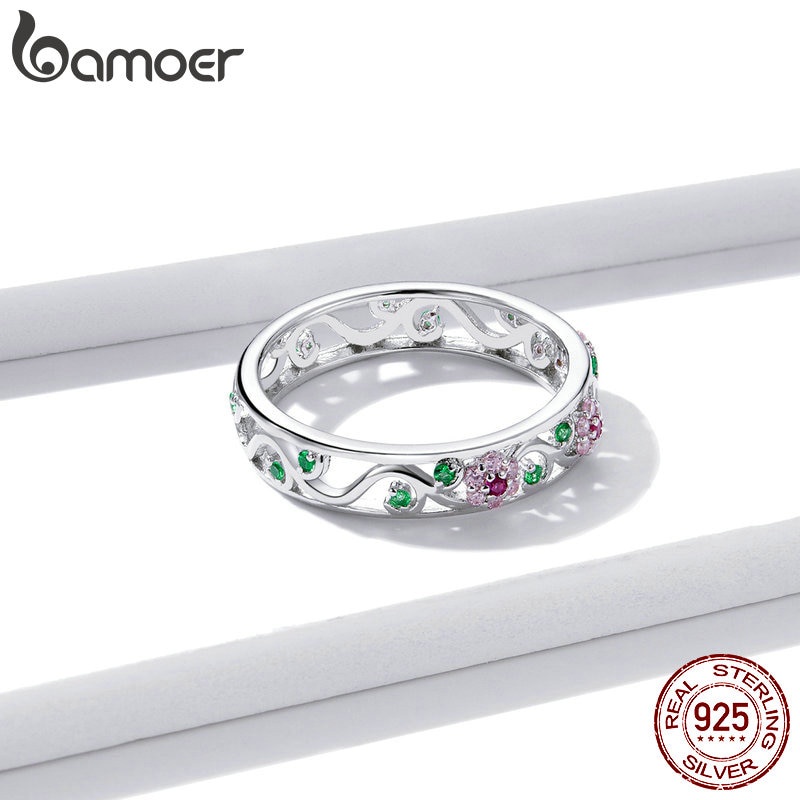 Nhẫn Bamoer BSR132 bằng bạc 925 nguyên chất phong cách khu vườn bí ẩn cho nữ đi tiệc cưới