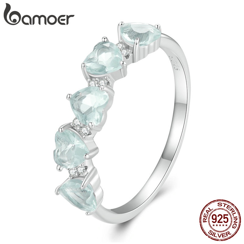 BAMOER Nhẫn Bạc 925 HìNh TráI Tim Sang TrọNg Cho Nữ BSR406