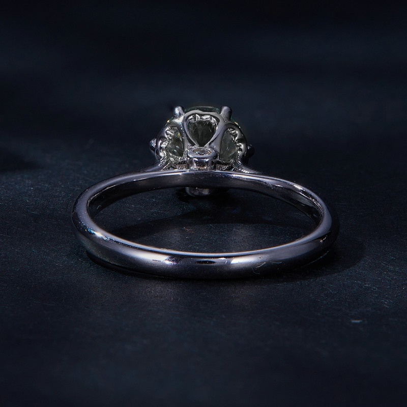 Nhẫn cưới BAMOER MSR035 bạc sterling 925 đơn giản đính 1 carat moissanite màu D làm quà tặng thời trang