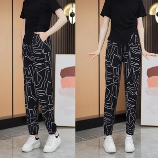 Quần legging nữ ống rộng lưng co giãn, vải ice silk mỏng thoáng mát, mùa hè 2023