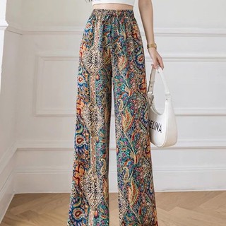Đặt hàng Mùa Hè Mỏng Phong Cách Mực Tranh Tie-Dye Thường Ngày Lau Quần Ống Rộng iNS Rời Thẳng Hoa Phượng Hoàng Phong Cách Dân Tộc Quần