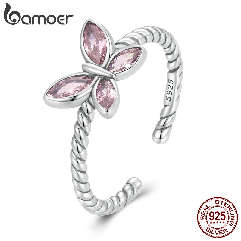 BAMOER Nhẫn bạc 925 HìNh BướM ThờI Trang Cho Nữ