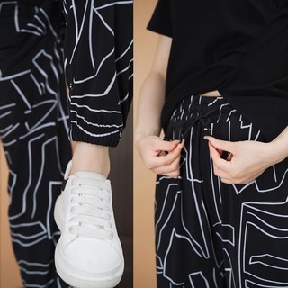 Quần legging nữ ống rộng lưng co giãn, vải ice silk mỏng thoáng mát, mùa hè 2023