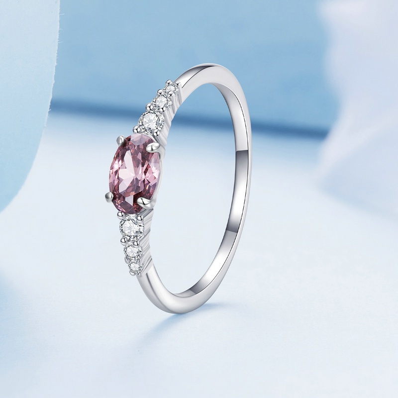 Nhẫn Bamoer bằng bạc 925 đính đá zircon nhiều cỡ tùy chọn thời trang cho cặp đôi