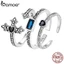 Nhẫn hở BAMOER SCR878 bạc 925 đính đá hình tim thời trang