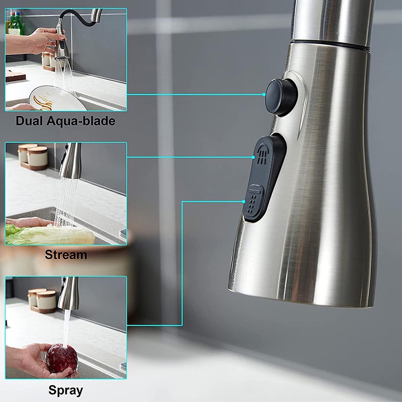 3 Chức Năng Bồn Rửa Nhà Bếp Kéo Xuống Vòi Kéo Ra Phun Vòi Thay Thế Một Phần Xịt Đầu Vòi Xịt Phần