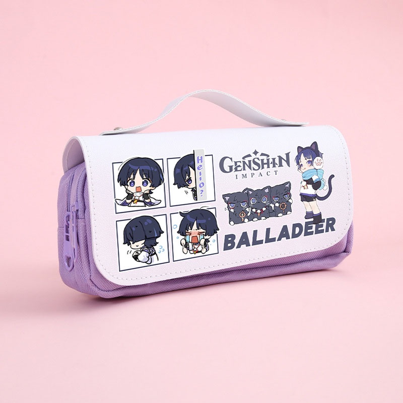 HT3 Wanderer Pencil Case Genshin Impact Văn phòng phẩm Túi học sinh Kunikurushi 3 lớp Dây kéo Bút dung tích lớn Storag