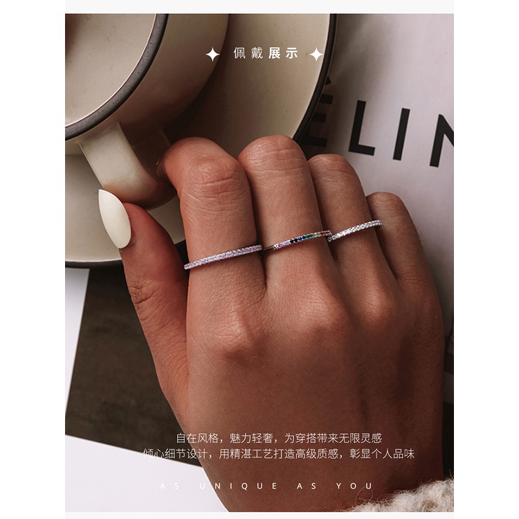 Nhẫn BAMOER bằng bạc 925 đính đá zircon thiết kế đơn giản thời gian cho nữ