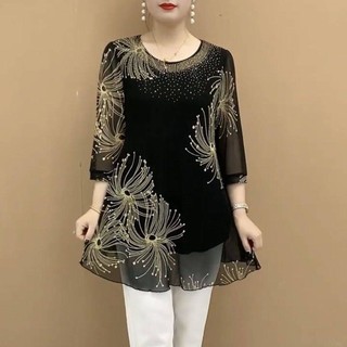 ✿ đồ bộ nữ trung niên ✿ quần áo trung niên nữ quần áo trung niên cho mẹ có hàng sẵn Áo Thun Tay Lửng Phối Lưới Thời Trang Mùa Hè Cho Mẹ Và Bé#Áo Kiểu Cổ Tròn Hở Nửa Đế Cỡ Nhỏ Thời Trang Cao Cấp Dành Cho Phụ Nữ Trung Niên 39