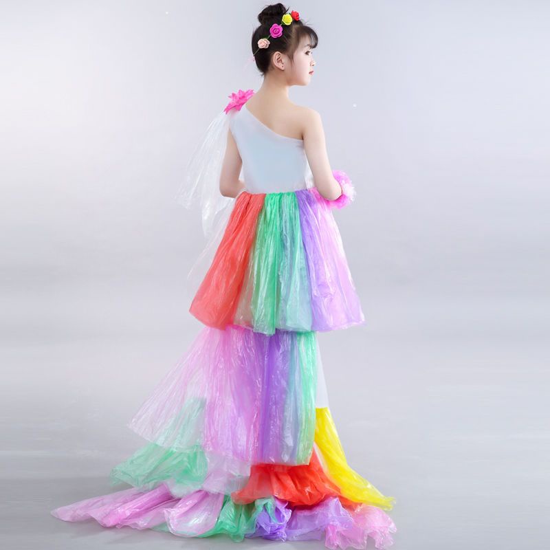 儿童环保服装手工制作塑料衣服幼儿园环保衣服走秀亲子时装秀演出Phụ Kiện Bảo Vệ Môi Trường Cho Trẻ Em pro 9.18 Bằng Nhựa Làm Thủ Công