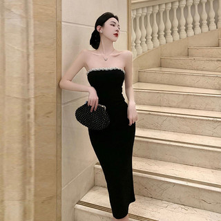 Phong cách người nổi tiếng cuộc họp thường niên váy dạ hội cao cấp, một vai lấp lánh di Phong cách người nổi tiếng cuộc họp thường niên váy dạ hội cao cấp một vai lấp lánh Ống kim cương giả Top dress Họa tiết váy đen cao cấp 2024