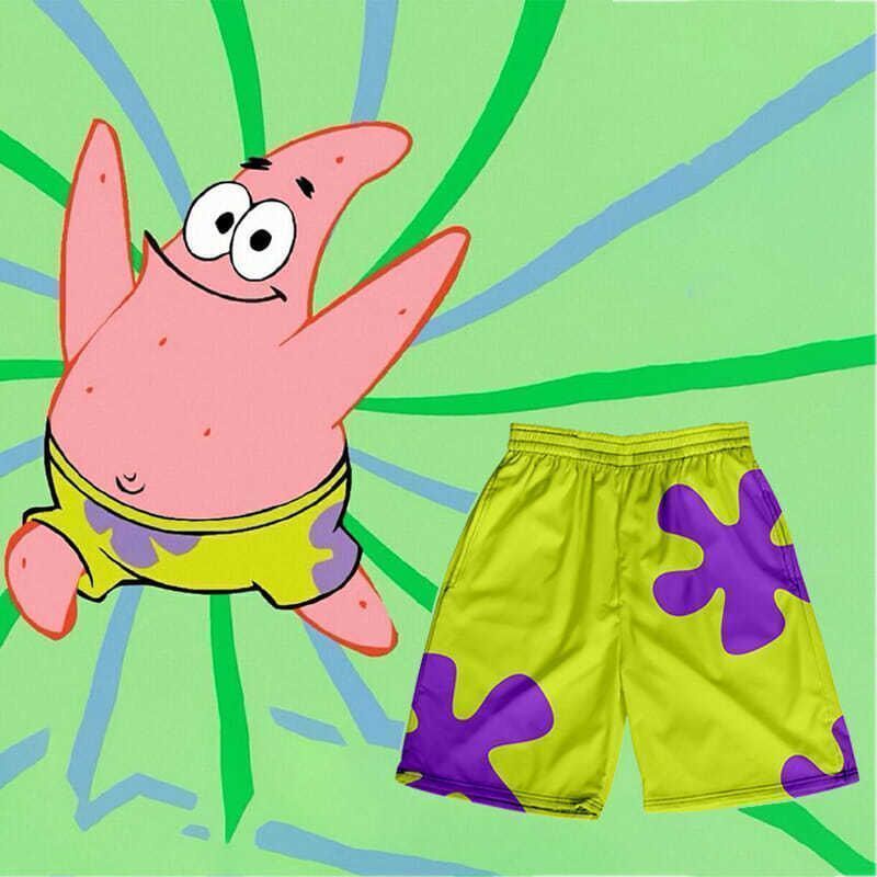 Patty Quần Short Đi Biển Dáng Rộng In Hình SpongeBob Phong Cách Đơn Giản Dành Cho Cặp Đôi