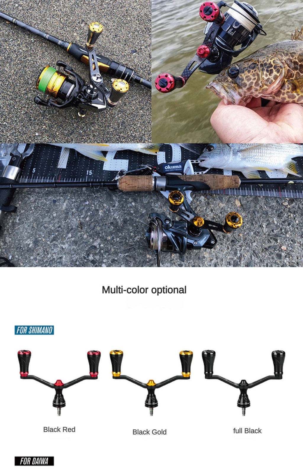 Mô tả Gomexus tay quay máy câu cá CDH  chất liệu sợi carbon kép cho máy câu cá Shimano Vanford DAIWA Emeraldas AJING tay quay máy đứng 82/98mm  giảm jitter - 5