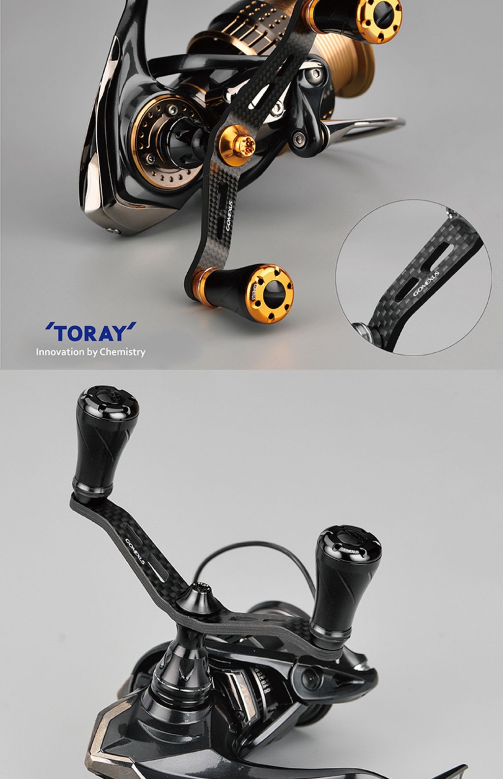 Mô tả Gomexus tay quay máy câu cá CDH  chất liệu sợi carbon kép cho máy câu cá Shimano Vanford DAIWA Emeraldas AJING tay quay máy đứng 82/98mm  giảm jitter - 3