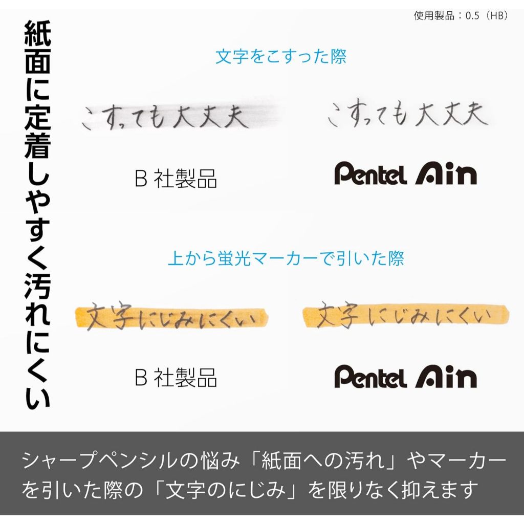 Pentel Ain Ruot But Chi Bam/7 Co Tu 0.2-1.3mm/Nhieu Do Cung Tu 4B Den 2H/Hop 10 Cai/Nhat Ban