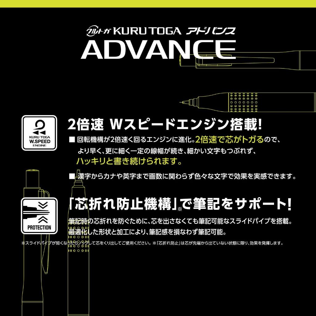 Uni Kuru Toga Advance Upgrade/Bút Chì Tự Xoay Ngòi/Metal Grip/Japan Quality/Premium