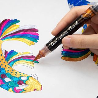 Pentel Dual Metallic Brush GFH-D8ST/Bo 8 Mau/Muc Anh Kim Bong Lanh/Dau But Long/Nhat Ban