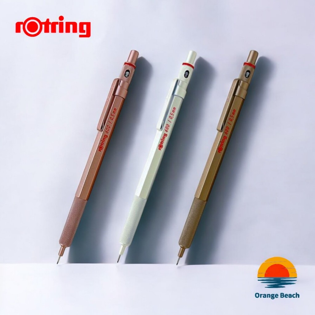 rOtring 600 But Chi 0.5mm/Vang Rose Gold Trang Ngoc 3 Mau/Than Dong Thau Luc Giac/Knurl Grip