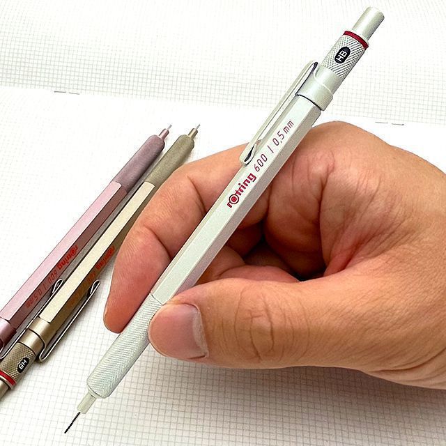 rOtring 600 But Chi 0.5mm/Vang Rose Gold Trang Ngoc 3 Mau/Than Dong Thau Luc Giac/Knurl Grip