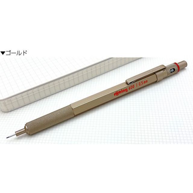 rOtring 600 But Chi 0.5mm/Vang Rose Gold Trang Ngoc 3 Mau/Than Dong Thau Luc Giac/Knurl Grip