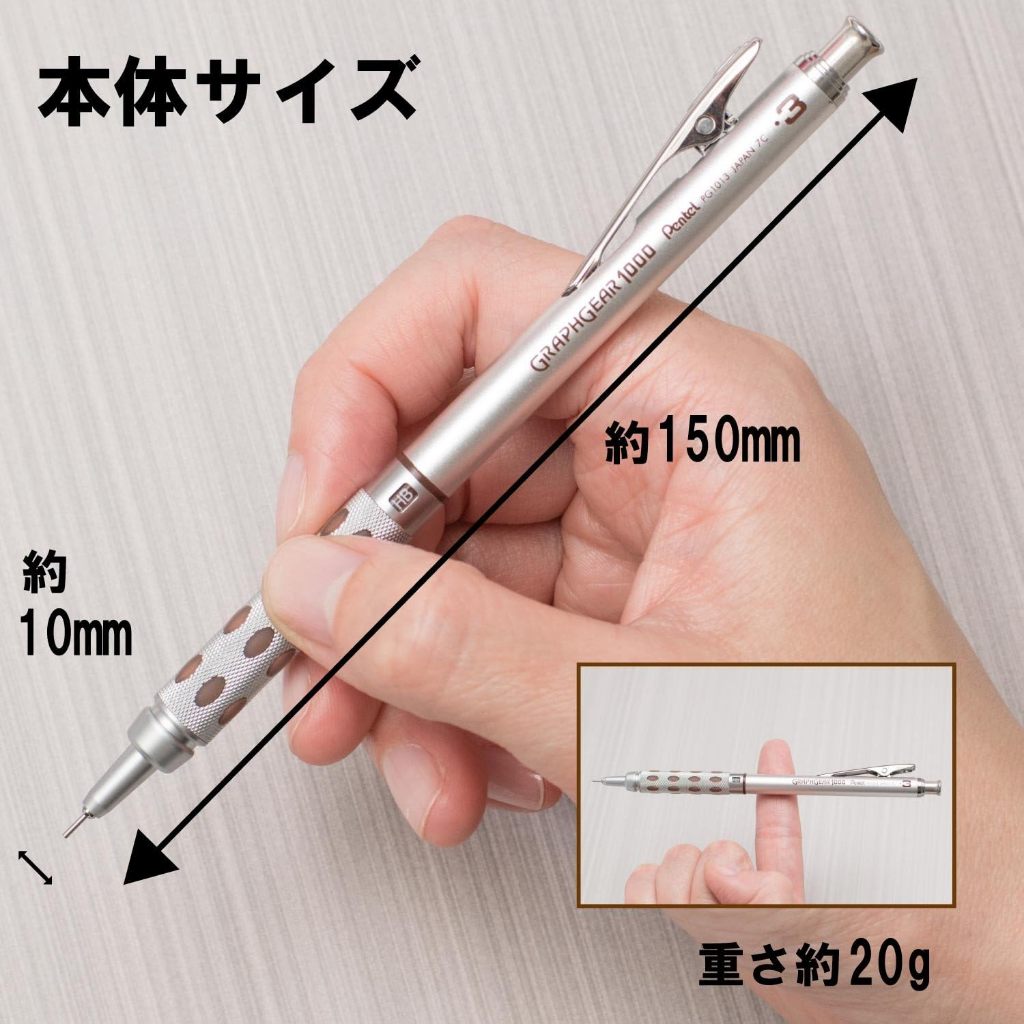 Pentel GraphGear 1000/Bút chì kỹ thuật chuyên nghiệp/Ngòi thu gọn/Kim loại cao cấp