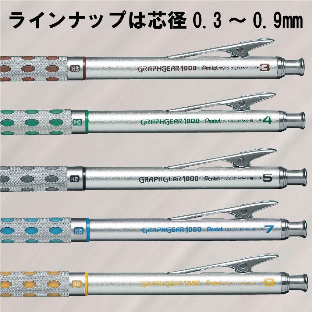 Pentel GraphGear 1000/Bút chì kỹ thuật chuyên nghiệp/Ngòi thu gọn/Kim loại cao cấp