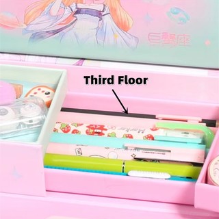 Hộp Đựng Bút 12 Cung Hoàng Đạo Hai Lớp Cỡ Lớn Đa Năng Cho Bé Gái Ốp