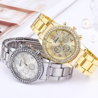 Đồng Hồ Cơ Mặt Tròn Đính Kim Cương Dây Inox Cao Cấp Chống Thấm Nước Thời Trang Cho Nam Nữ