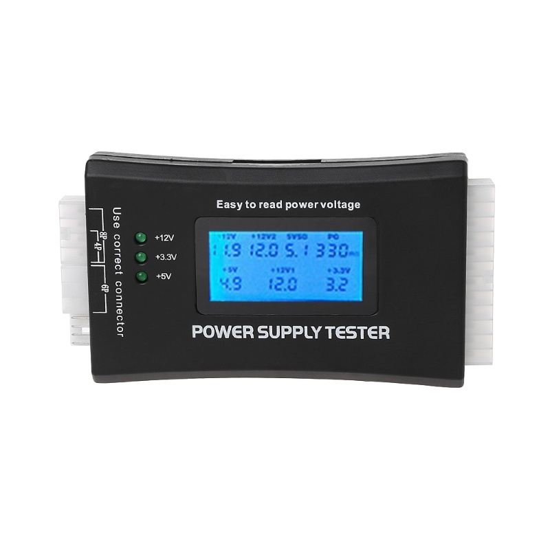 Máy tính Li PC Power Supply Test Checker 20 24 pin HDD ATX BTX Meter LCD