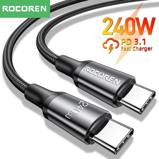 Cáp sạc nhanh Rocoren 240W USB Type C sang USB C PD 3.1 100W 5A Cáp sạc nhanh USBC Dây 2M cho MacBook Pro Laptop Xiaomi