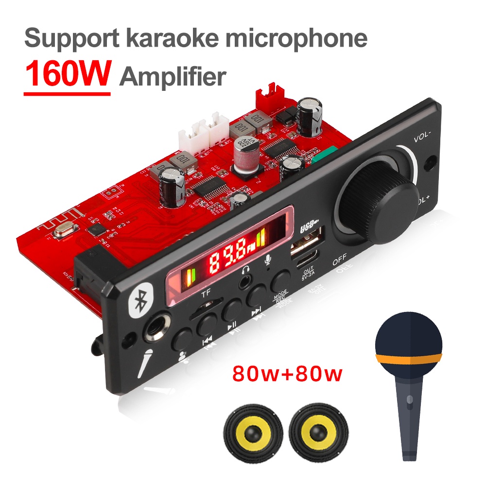 2 * 80W 160W Bộ Khuếch Đại Bluetooth MP3 Decoder Board 12V DIY MP3 Máy ...