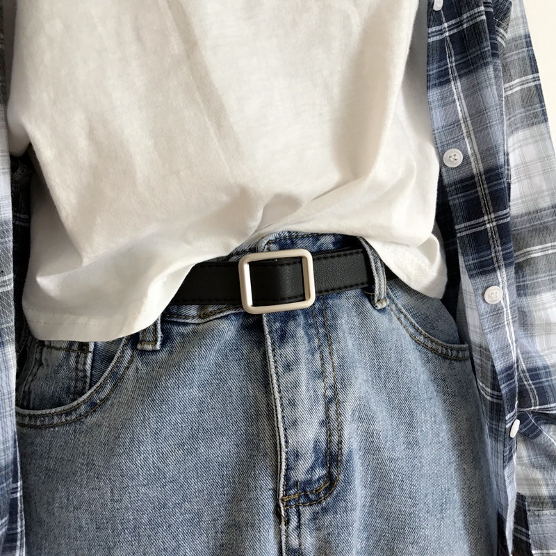 Ảnh Thắt lưng AIJOLEN khóa vuông không đục lỗ phong cách vintage cho nữ 2