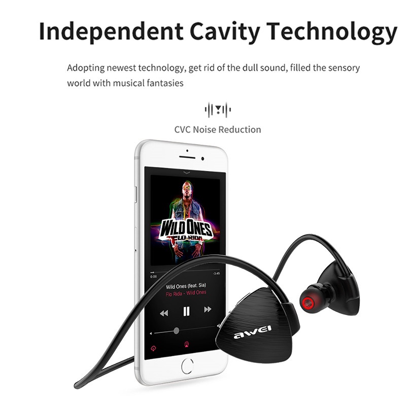 Ảnh Tai Nghe Thể Thao Awei A847BL Đeo Cổ Bluetooth Chống Nước IPX4 Cổ Mic HD chính hãng 4
