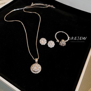 DREJEW Vòng cổ mặt tròn đính đá zircon phong cách Hàn Quốc thời trang cao cấp